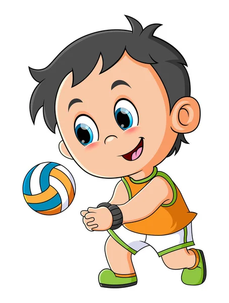 Volleyball Player Hitting Ball Win Match Illustration — Vector de stock