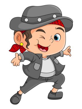 The girl is wearing like a detective and mysterious costume while winking eyes of illustration