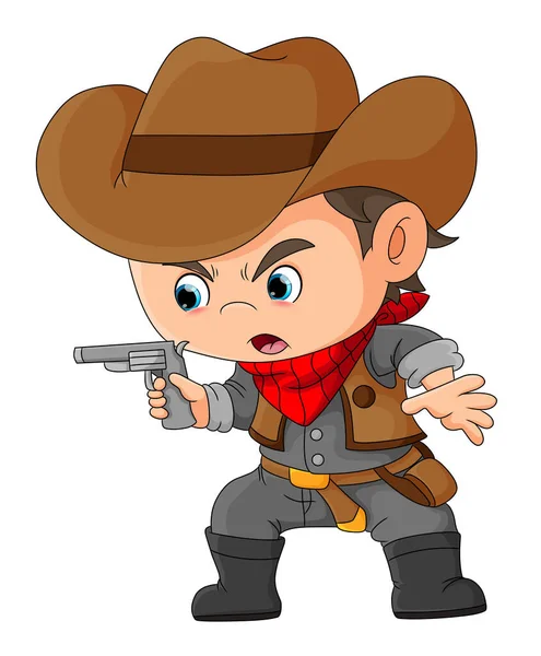 Cool Cowboy Holding Shooting Gun Illustration — Stock vektor