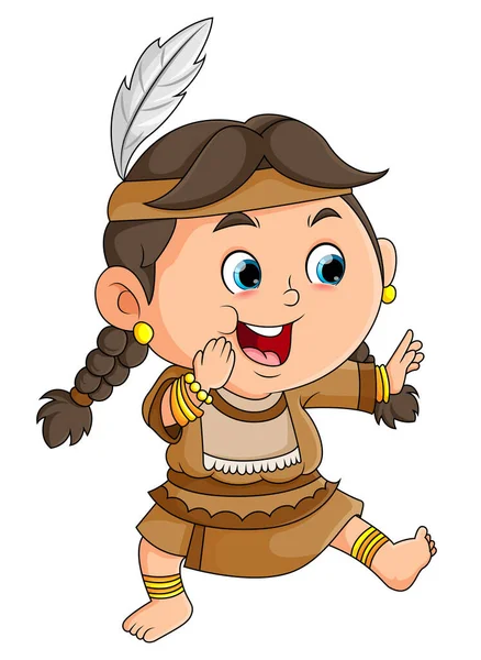 Cute Ancient Woman Very Happy Dancing Nicely While Smiling Illustration — Διανυσματικό Αρχείο