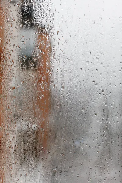 Fundo Condensação Água Natural Vidro Janela Com Alta Umidade Gotas — Fotografia de Stock