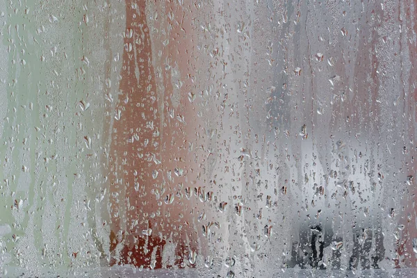 Condensation Sur Fenêtre Verre Transparent Gouttes Eau Pluie Verre Fenêtre — Photo