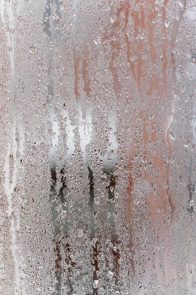 Condensation Sur Fenêtre Verre Transparent Gouttes Eau Pluie Verre Fenêtre — Photo