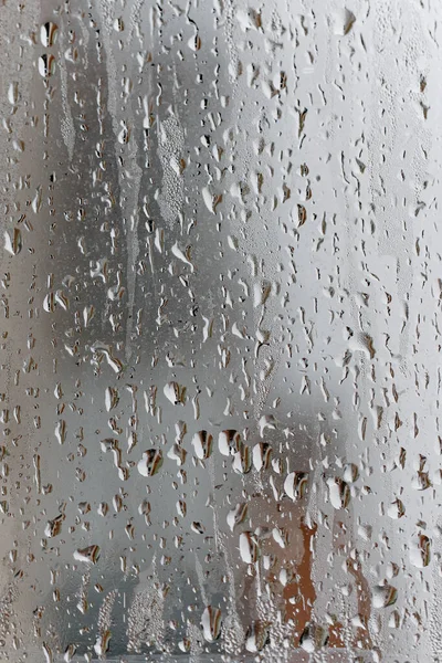 Condensazione Sulla Finestra Vetro Trasparente Gocce Acqua Pioggia Vetro Della — Foto Stock