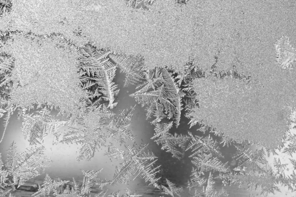 Geada Janela Textura Natural Vidro Com Padrão Congelado Espaço Cópia — Fotografia de Stock