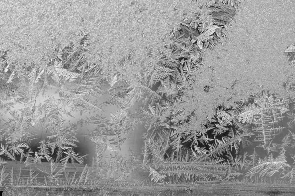 Frost Fönstret Naturlig Textur Glas Med Fryst Mönster Kopiera Utrymme — Stockfoto