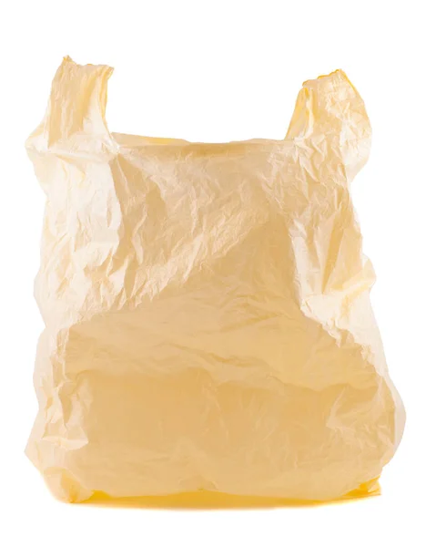 Plastic Yellow Bag Empty Plastic Bags Cause Major Environmental Concerns — Stock Photo, Image