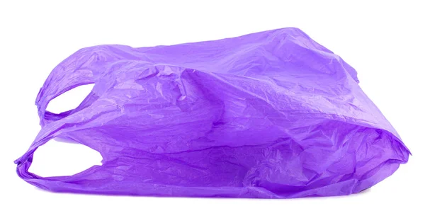 紫色塑料袋 白色背景的空白购物袋 物体在没有阴影的白色背景上被隔离 — 图库照片