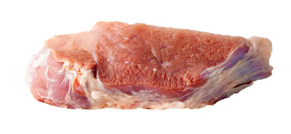 Pedaço Carne Crua Saborosa Fechar Isolado Fundo Branco — Fotografia de Stock