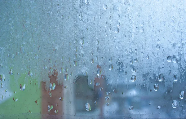 Condensation Glass Metal Plastic Window Room High Humidity Room — Stock Photo, Image