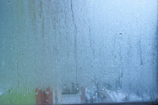 Hintergrund Wassertropfen Auf Das Glas Nasses Fensterglas Mit Spritzern Und — Stockfoto