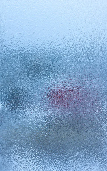 Kondens Det Genomskinliga Glasfönstret Vattendroppar Regn Abstrakt Bakgrundskonsistens Utanför Fönstret — Stockfoto