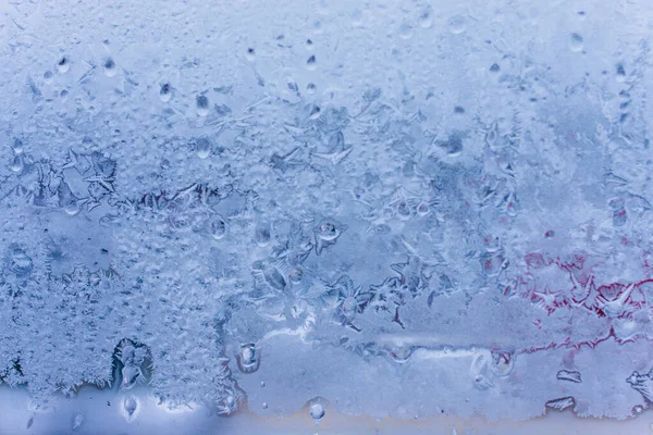 Winter Natural Background Frozen Glass Beautiful Unique Texture — Stock Photo, Image