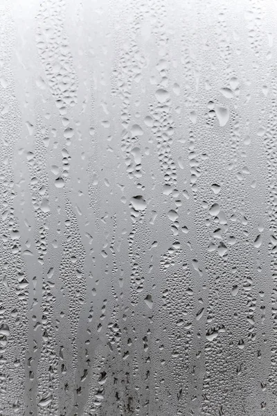 Vertical Natural Background Condensation Glass Drops Flowing Humidity Foggy Blank — Stock Photo, Image