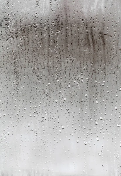 Fundo Natural Vertical Condensação Vidro Com Gotas Fluindo Para Baixo — Fotografia de Stock