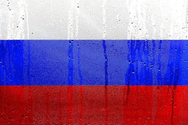 Bandera Nacional Rusia Textura Condensación Gotas Agua Textura Natural Símbolo —  Fotos de Stock