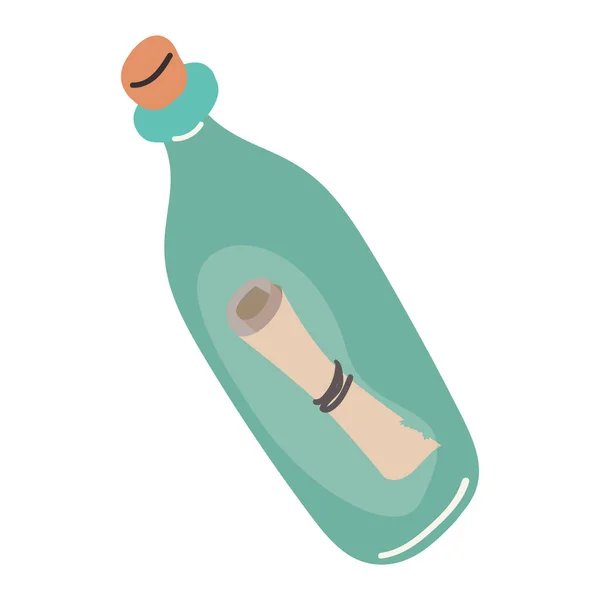 Rollo Papel Botella Sea Ocean Mail Elemento Diseño Vectorial — Vector de stock