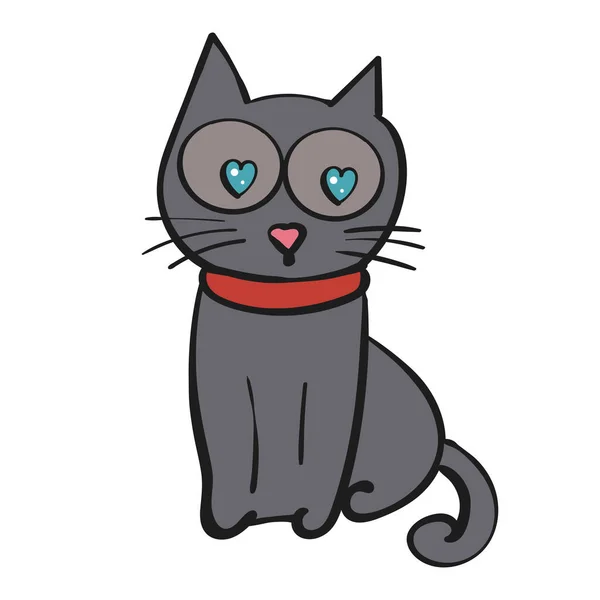 Sentimiento Gato Enamorado Vector Doodle Illustration — Vector de stock