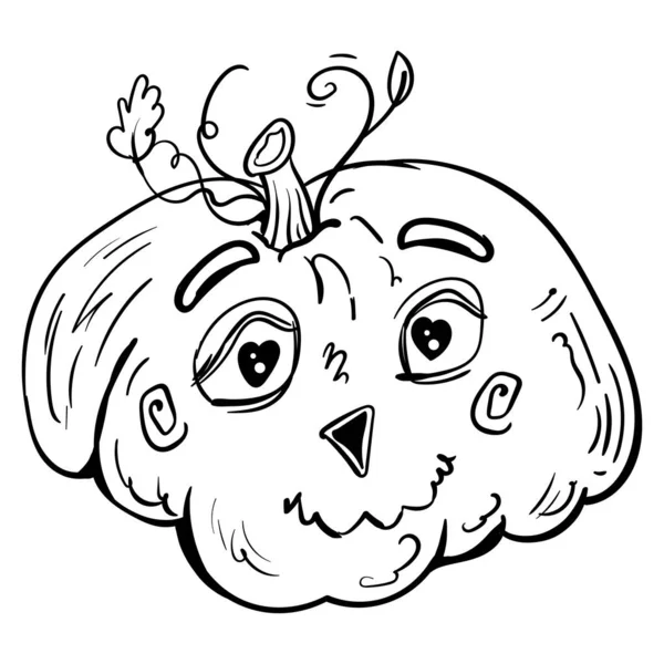 Pumpkin Halloween Thanksgiving Vector Doodle Illustration — Stock Vector