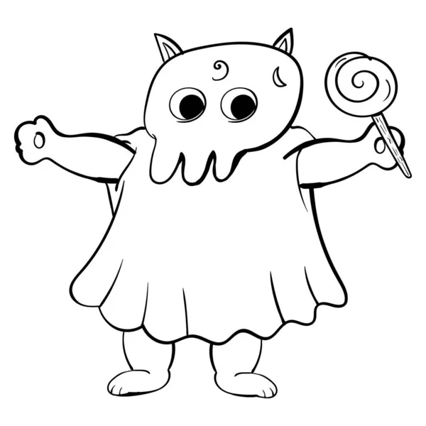 Cat Mummy Ghostly Zdravím Vektorové Kliparty Ilustrace — Stockový vektor