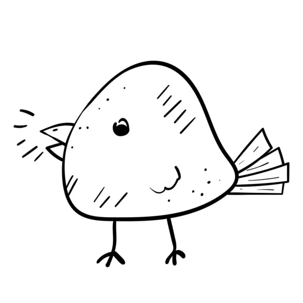 Chanson Oiseau Mélodie Vectorielle Happy Cartoon Coloriage — Image vectorielle