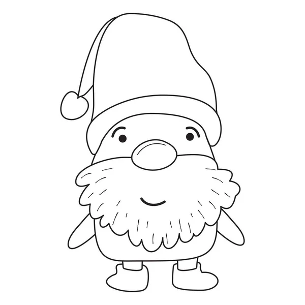 Coloring Gnome Grandfather Santa Illustration Cartoon Style Coloring Page Kids — Stock Vector