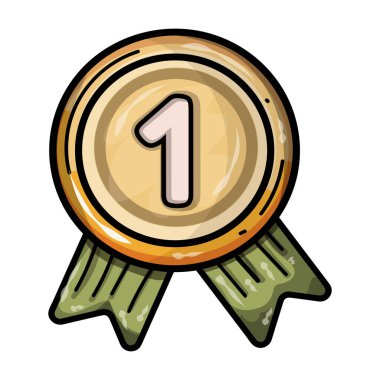 Yeşil kurdeleli altın madalya. Vektör illüstrasyonu