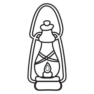 Portatif gaz lambası ya da beyaz arka planda izole edilmiş kamp feneri. Vektör çizgi film illüstrasyonu