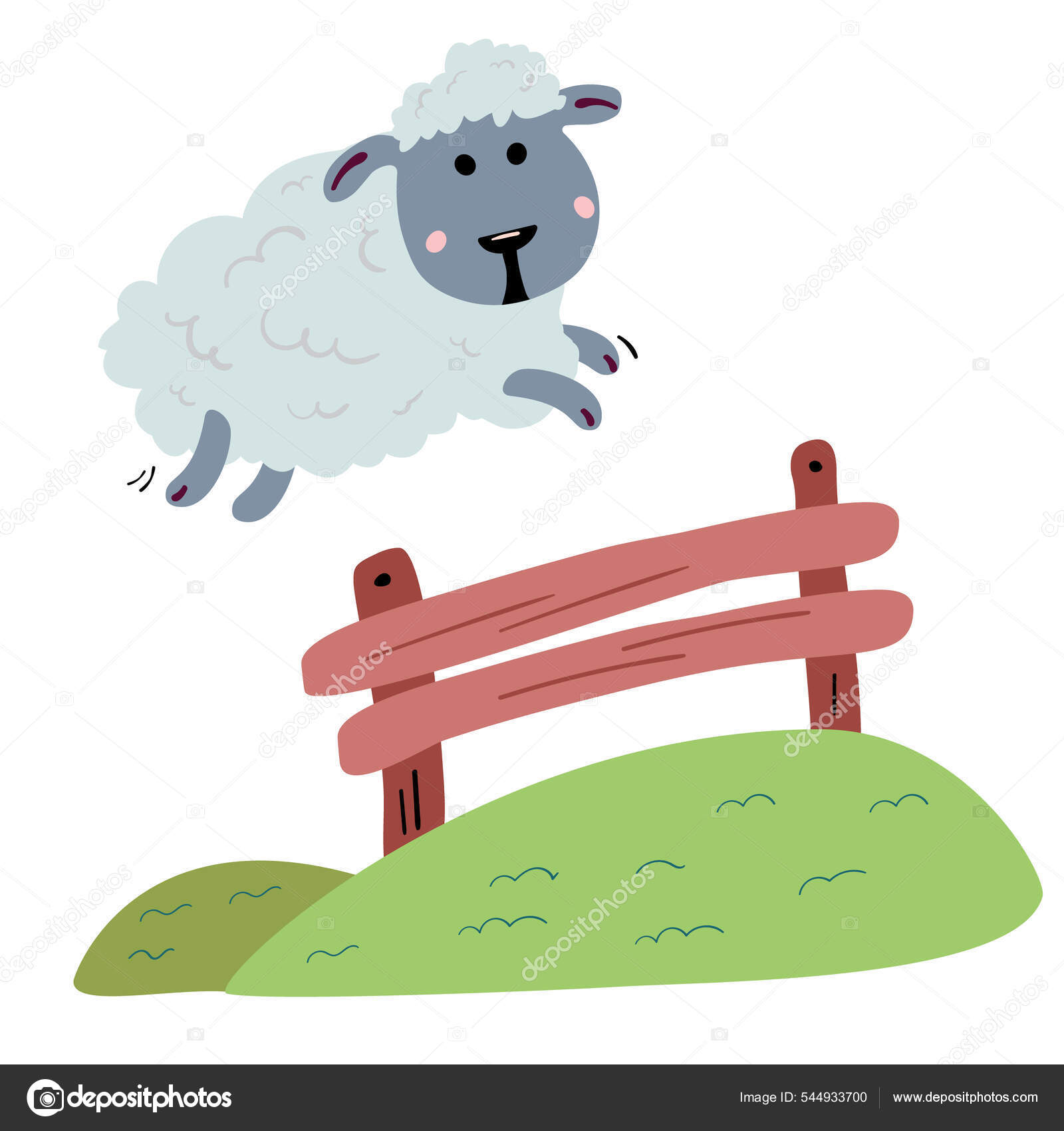Cute Cartoon Sheep Jumping Fence Counting Sheep Fall Sleep Vector Stock  Vector by ©meiyuan.china.gmail.com 544933700