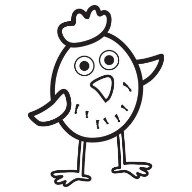 Paskalya tasarımı için tavuk boyası. Çizgi filmdeki tatlı kız karakteri çizim stili. Çocuklar ve yetişkinler için sayfa ya da kitap