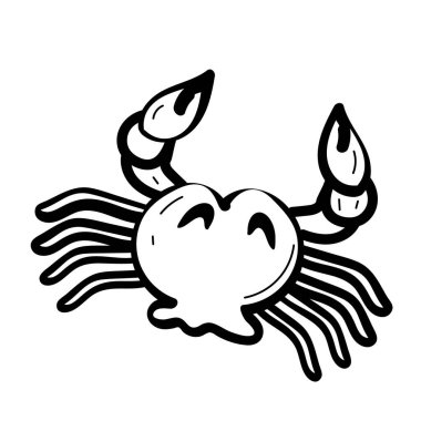 Çocuklar için yengeç boyama sayfası. Beyaz arkaplanda izole edilmiş vektör illüstrasyonu.