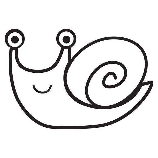 Snail Coloring Page Bambini Stile Disegnato Mano — Vettoriale Stock