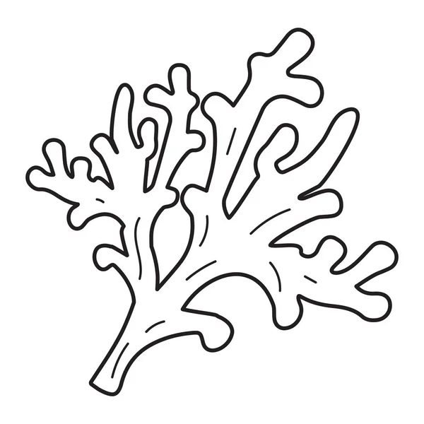 Coral Doodle Schwarz Weiß Illustration Ausmalseite — Stockvektor