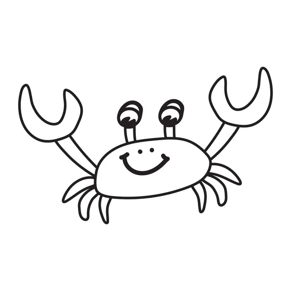 Cute Crab Coloring Page Kids Vector Illustration Isolated White Background — Stock Vector