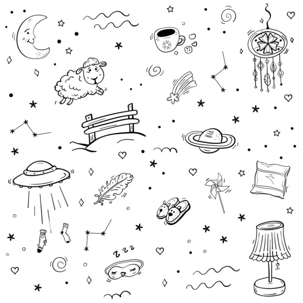 Space Dream Collection Planets Unidentified Flying Object Sleep Accessories Animal — Stock Vector