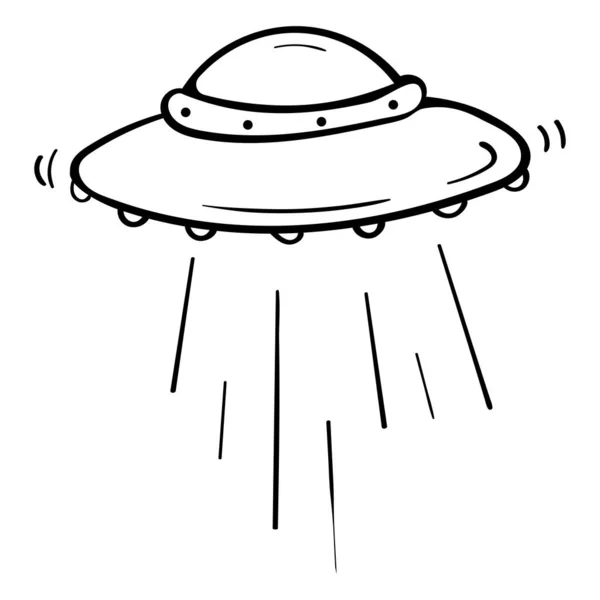 Alien Raumschiff Ufo Weltraum Doodle Vektor Illustration — Stockvektor