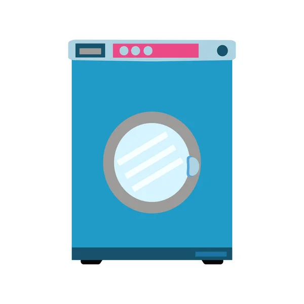 蓝色洗衣机Blue Washing Machine 家用电器很灵巧 平面样式的矢量图解 图库矢量图片