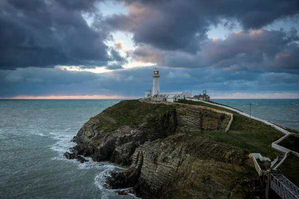South Stack Lighthouse Anglesey Sunset — Stockfoto