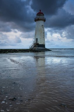 Talacre Deniz Feneri, Galler, Sunset 'te.