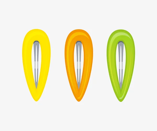 Набір шпильки для волосся помаранчевий, жовтий, зелений колір — стоковий вектор