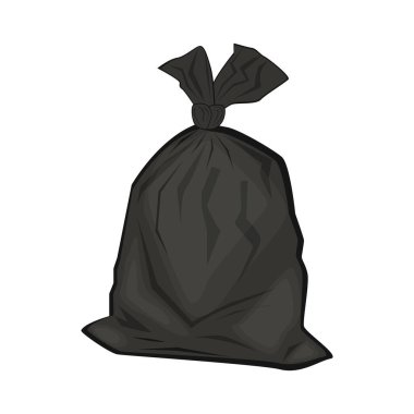 Siyah plastik çöp torbası vektör çizimi