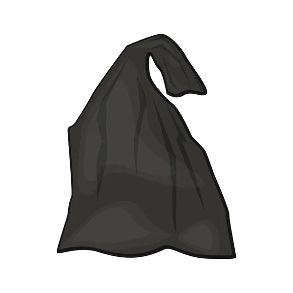 Ilustración de vector de bolsa de basura de plástico negro en un estilo plano de dibujos animados — Vector de stock
