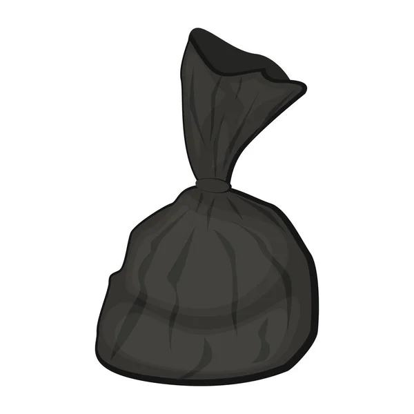 黒プラスチックゴミ袋ベクトルイラスト漫画フラットスタイル — ストックベクタ