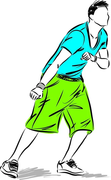 Fitness Mann Junger Tanzender Vektor Illustration — Stockvektor