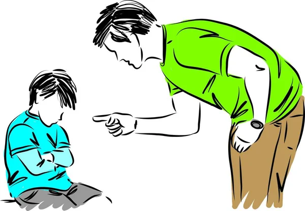 Father Little Child Boy Discipline Concept Vector Illustration — 图库矢量图片