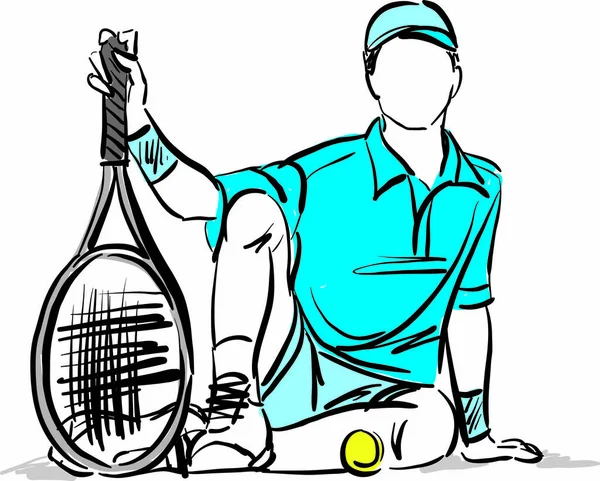 Zitten Rusten Tennis Speler Vector Illustratie — Stockvector