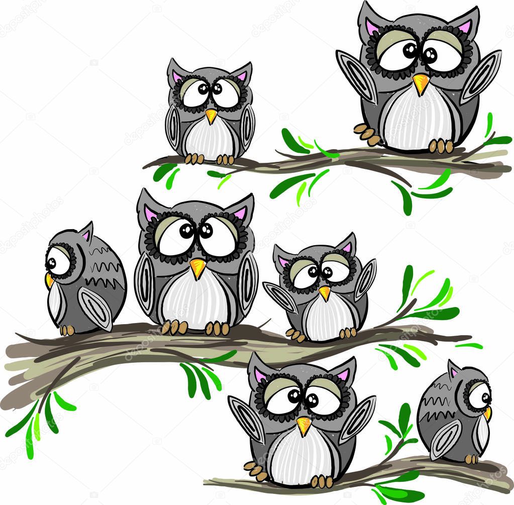 owl graphic brush stroke vector doodle illustration