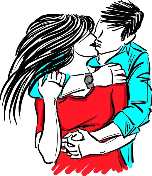 Lovely Couple Hugging Man Woman Love Concept Vector Illustration — Stockový vektor