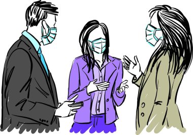 BUSINESS PEOPLE with masks prevention concept vector illustration