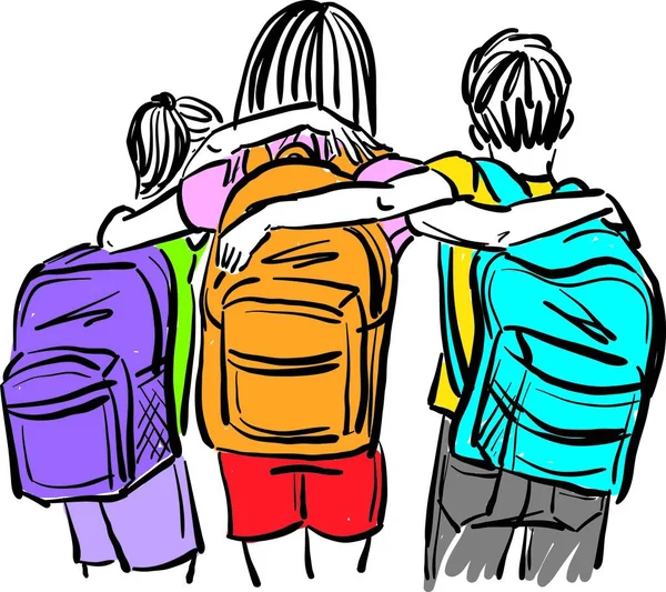 Children Backpacks School Bags Back School Concept Vector Illustration — Stok Vektör
